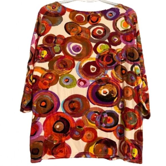 Peck&Peck Women’s Vibrant Multi Abstract Pattern Print 3/4 Sleeve Shirt Sz-PXL - Picture 5 of 5